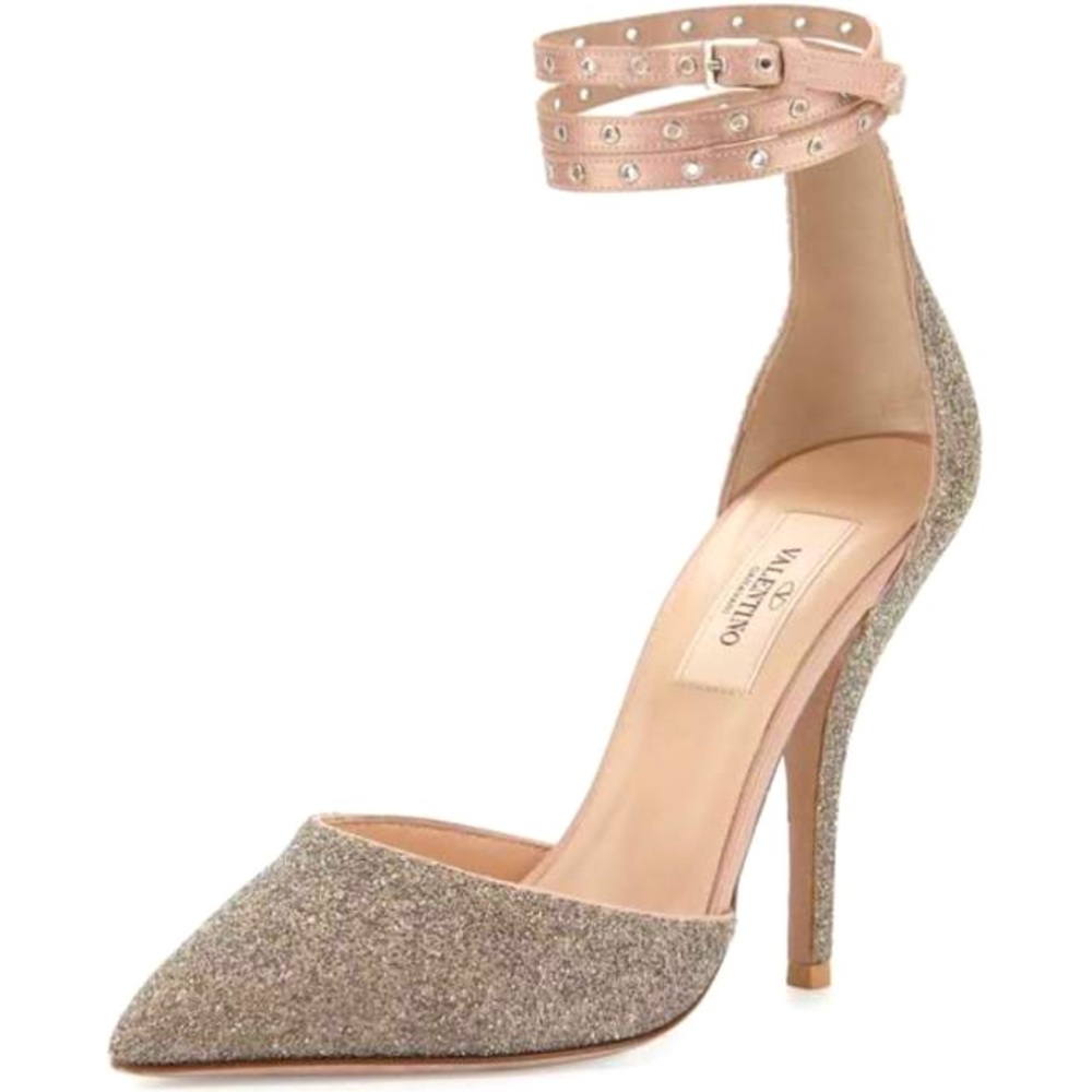 Valentino: Glitter Ankle Wrap Pump